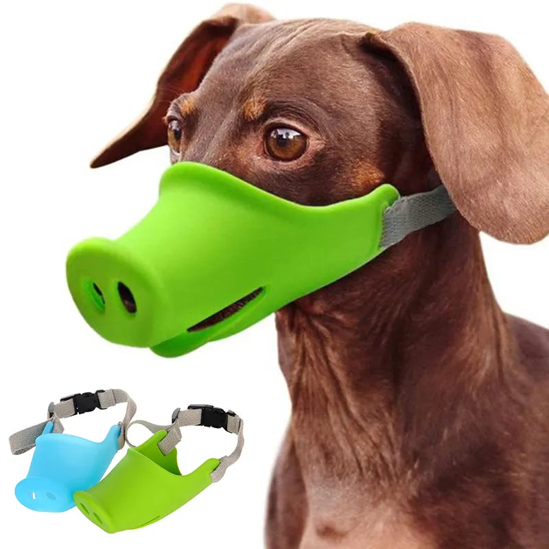 Adjustable Funny Pig Nose Dog Mouth Muzzle - Breathable Anti-Biting, Barking, and Eating Puppy Training Mask - Cute Pet Accessory