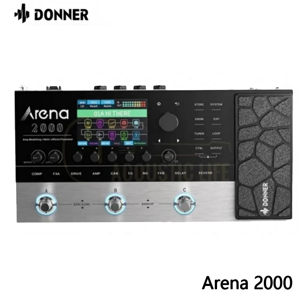Donner Arena 2000 Multi-Effect Pedal – 278 Effects, IR AMP, Drum Looper, MIDI In, Software App for Electric Guitar