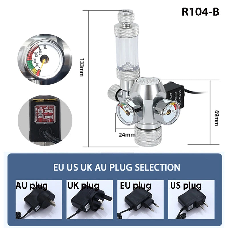 2024 DIY Aquarium CO2 Regulator – Electromagnetic Valve, Bubble Counter & Pressure Reducing System for Fish Tank