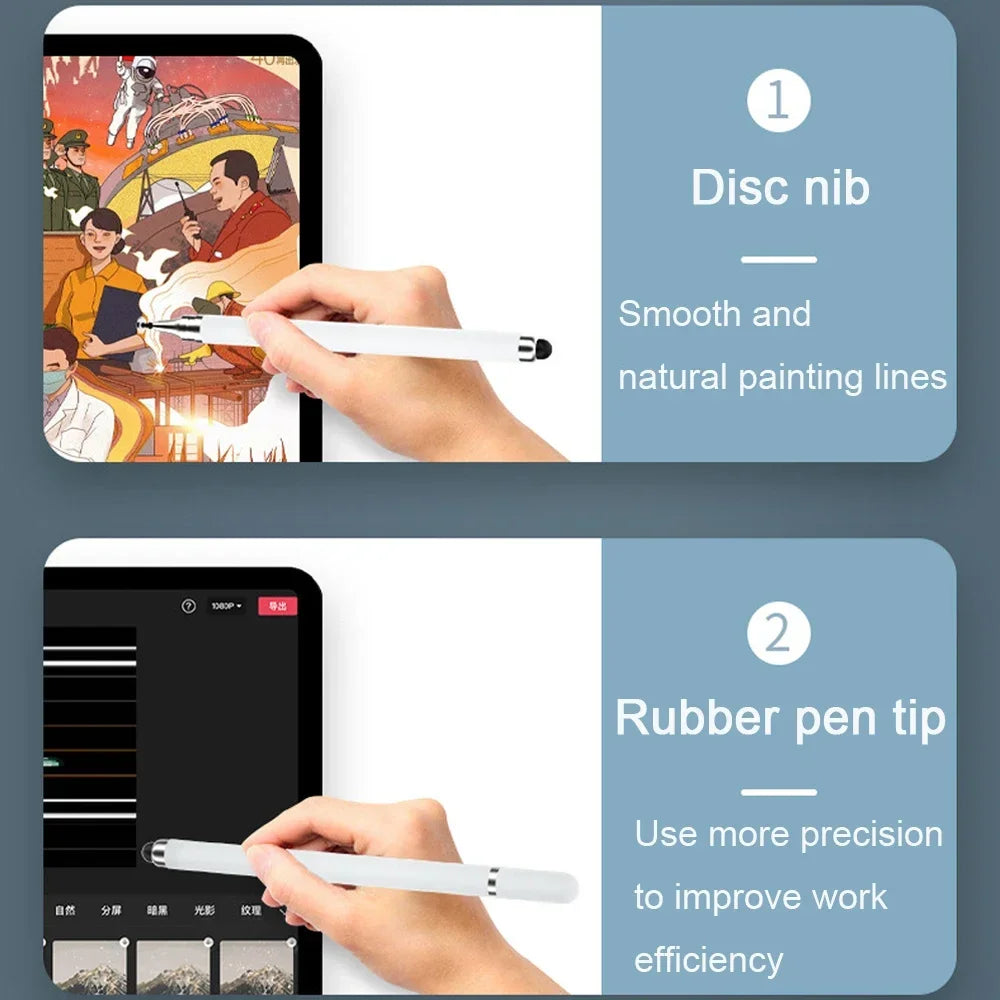 2 in 1 Tablet Stylus Pen - Drawing and Screen Touch Pencil for iPhone, iPad, Samsung, and Android Devices