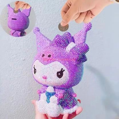 Hot Sale DIY Anime Piggy Bank – Cartoon Melody & Hello Kitty Diamond Stick Figurine Model Gift Statue Doll
