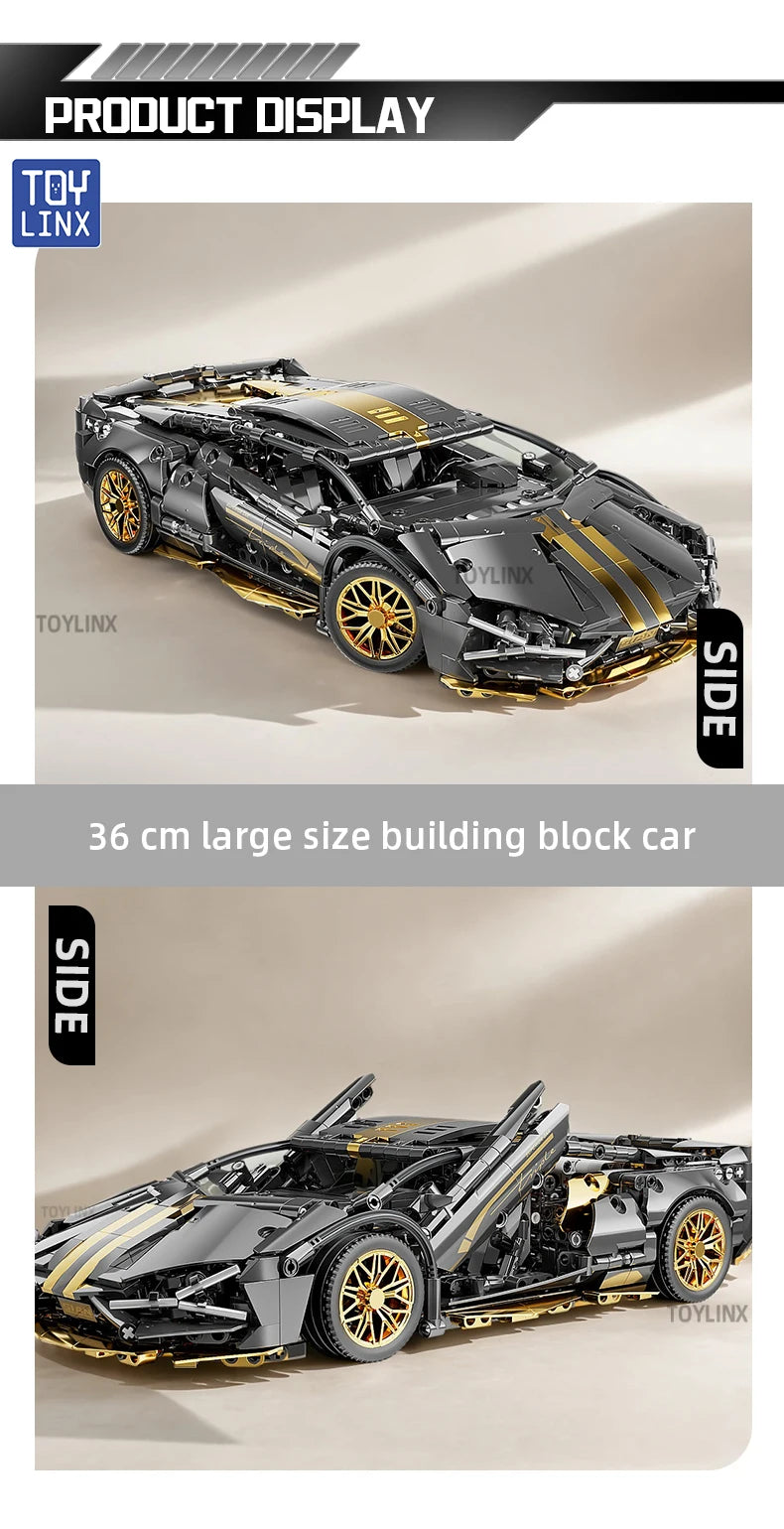 ToylinX 1:14 Supercar Building Block Toy – Optional Power Group, Technology Design for Adults & Kids, Christmas Gift with Box