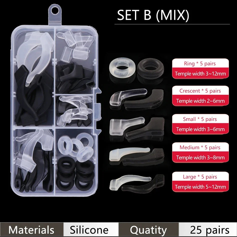 Eyeglass Retainer Set – Anti-Slip Silicone Ear Hooks for Glasses & Sunglasses