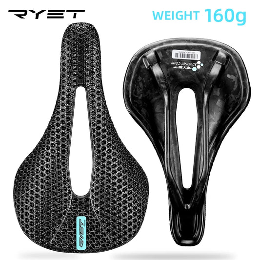RYET 3D Printed Carbon Bike Saddle — 140/142mm Super Light EVA Road & MTB Racing Seat Cushion