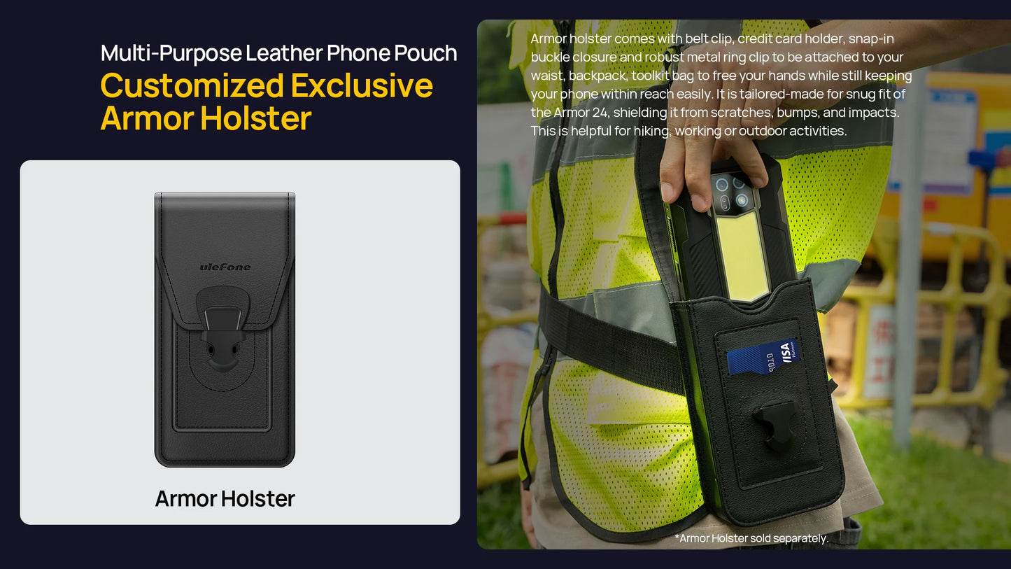 Ulefone Armor 24 Rugged Phone - 22000mAh, 24GB+256GB, 6.78" 120Hz Display, 64MP+64MP Camera, NFC, LED Light, Global Version