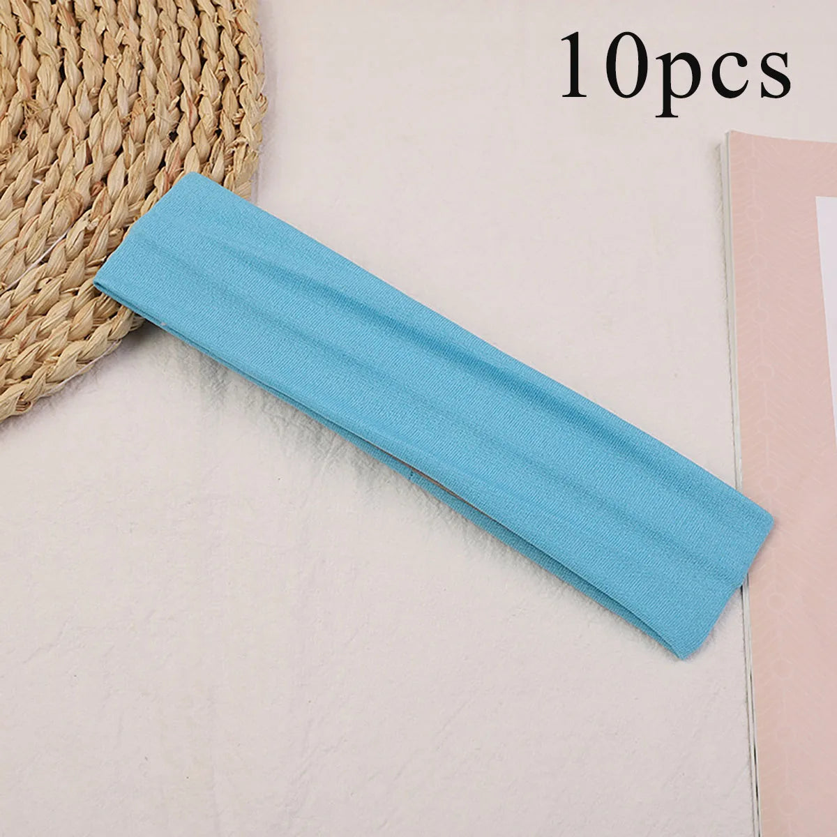 10 Pcs Elastic Hair Bands - Solid Color Fashion Headbands for Women, Sports, Running, Fitness, Yoga & Makeup Accessories