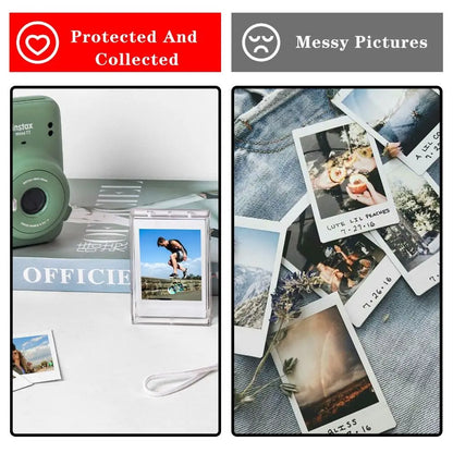 3-Inch Film Clear Photo Storage Box - Instant Camera Photo Case for Fujifilm Instax Mini 12/11/9/8/7 with Strap
