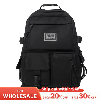 Multi-Pocket Nylon Backpack | Large-Capacity Leisure Schoolbag | Insert Buckle Design | Universal for Men and Women