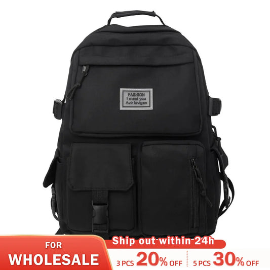 Multi-Pocket Nylon Backpack | Large-Capacity Leisure Schoolbag | Insert Buckle Design | Universal for Men and Women