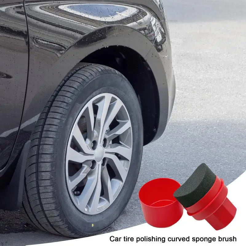 Car Tire Waxing Sponge – Curved Applicator Pad with Lid, Easy Waxing & Tire Cleaning Tool, Detailing Brush