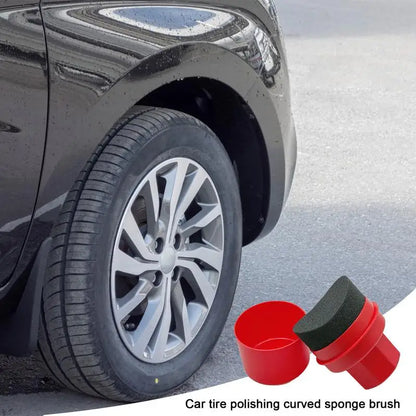 Car Tire Waxing Sponge – Curved Applicator Pad with Lid, Easy Waxing & Tire Cleaning Tool, Detailing Brush
