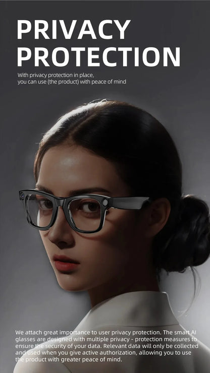 AI Smart Glasses with HD Anti-Shake Camera — Video Recording, Voice Call, Noise Reduction, Wireless Bluetooth Headset Goggles