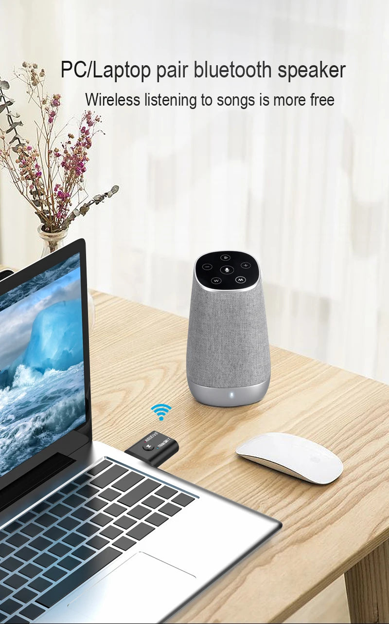 Bluetooth 5.0 Audio Transmitter Receiver – 3.5mm AUX, RCA, USB Stereo Wireless Adapter for TV, Car, Speaker & Headphones