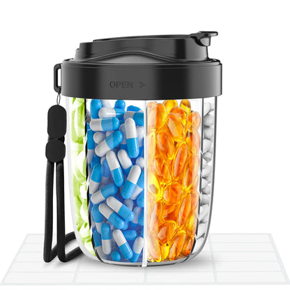 7-Grid Large Pill Organizer – Travel Supplement & Vitamin Storage Case with Straw Containers