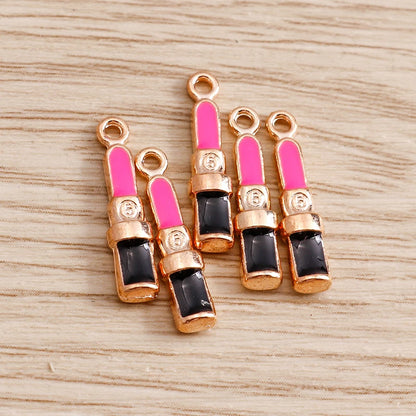 10PCS Cute Enamel Lips & Lipstick Charms – Pendants for Jewelry Making, Earrings, Necklaces & Bracelets DIY Crafts
