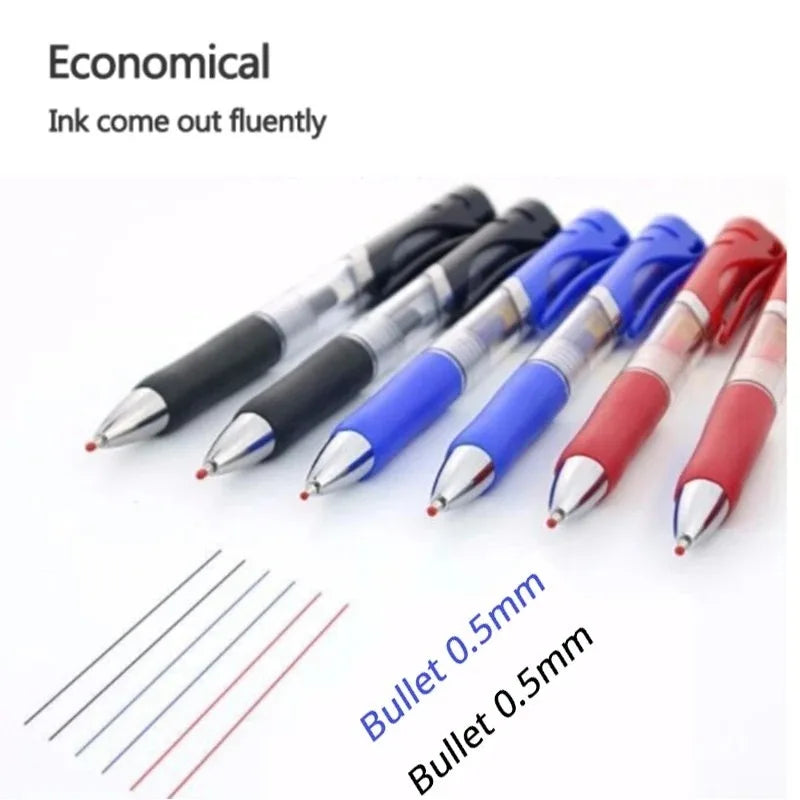 23pcs Retractable Ballpoint Pen Set - Large Capacity 0.5mm Black/Red/Blue Refill - Replaceable Stationery for School Supplies
