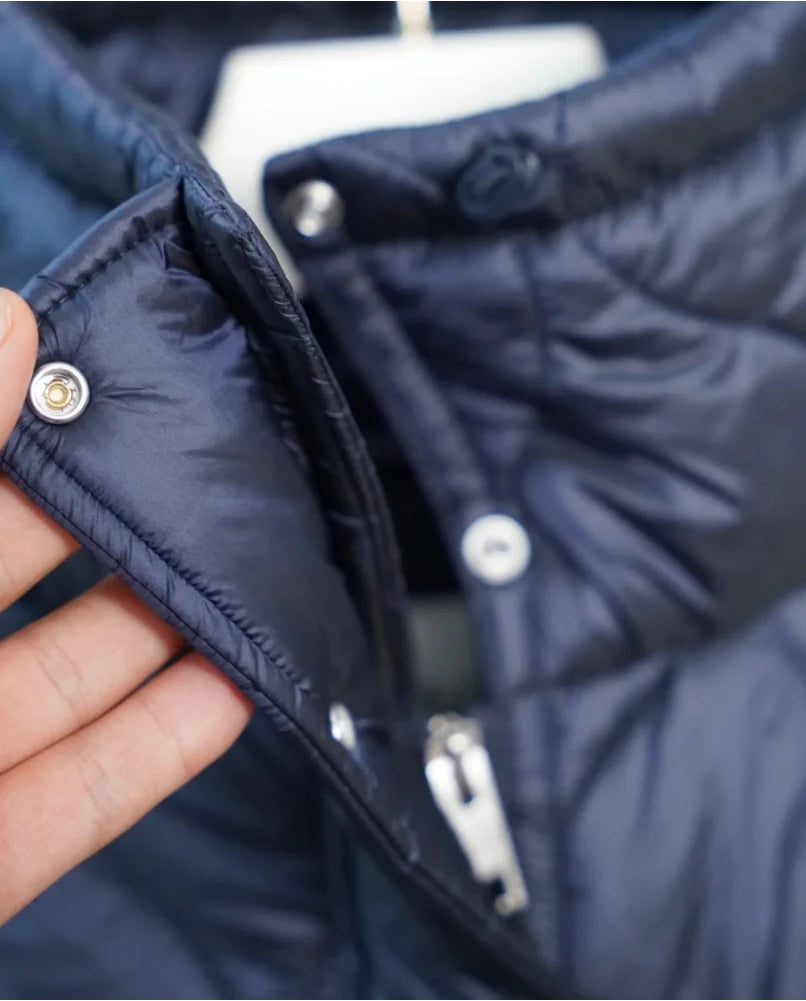 2024 ETJ Quilted Women's Coat – Beige Drawstring High Neck Jacket with Ties & Pockets