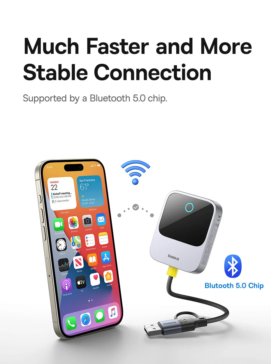 Baseus Wireless CarPlay Adapter - Wired to Wireless Auto Connect, Plug ...