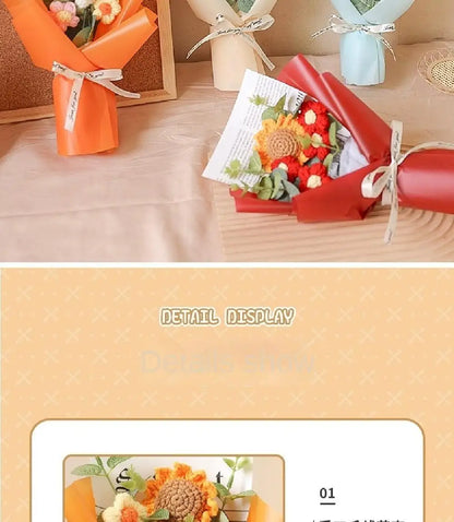 Handmade Artificial Flower Crochet Bouquet – Sunflower & Daisy Eternal Flowers, Anniversary, Mother’s Day & Birthday Gift