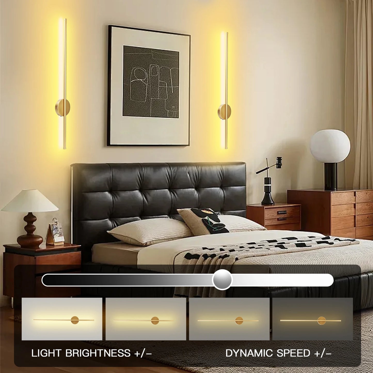50cm/80cm Rechargeable Wall Light – Wireless Dimming LED Lamp with Remote Control, Modern Night Lamp for Bedroom