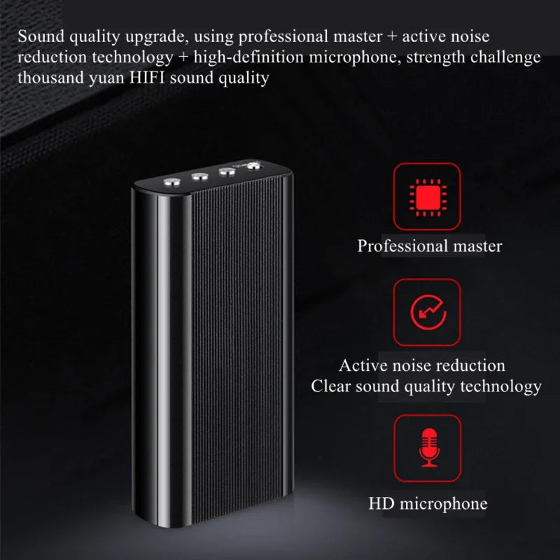 500-Hour 128GB Mini Voice Recorder — Activated Spy Audio Dictaphone with Noise Reduction, MP3 Player & Magnetic Attachment