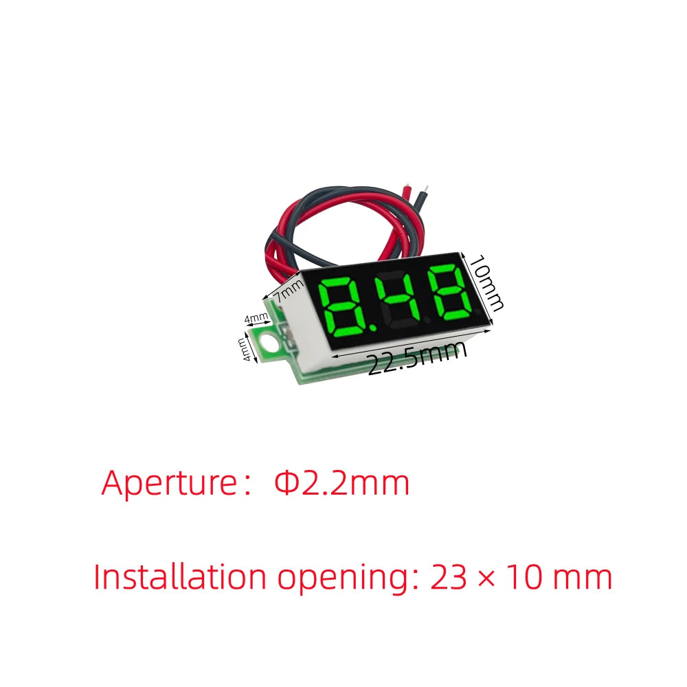 0.28 Inch DC LED Digital Voltmeter - 0-100V Voltage Meter for Auto Car, Mobile Power, with Red, Green, Blue, Yellow Display
