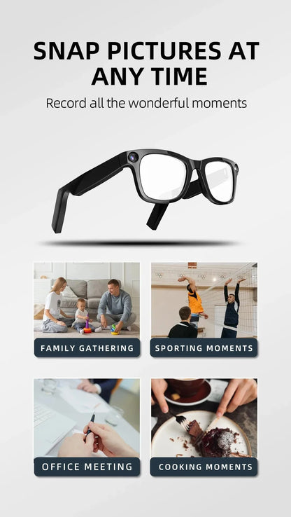 AI Smart Glasses with HD Anti-Shake Camera — Video Recording, Voice Call, Noise Reduction, Wireless Bluetooth Headset Goggles