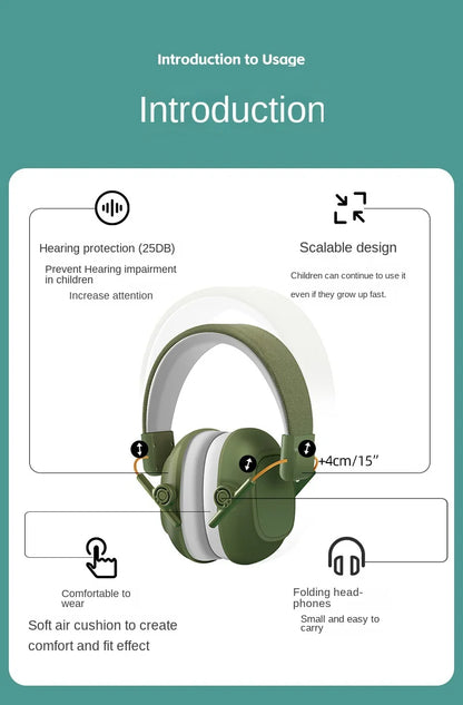 Kids Noise-Cancelling Earmuffs – Soundproof Headphones for Aircraft, Learning & Drums