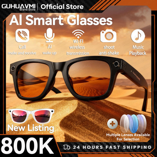 2025 Smart Glasses — Bluetooth Camera, Video Recording, AI Photo Recognition, 100+ Language Translation, Music Player for Men and Women