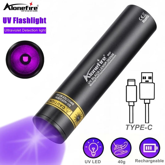 Mini 3W 365nm UV Flashlight – Rechargeable Ultraviolet Torch for Manicures, Pet Urine, Tinea, Money, Ore & Scorpion Detection