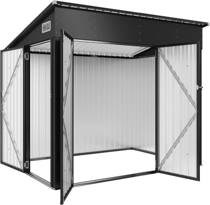 11.5'x7.5' Outdoor Metal Storage Shed – Triple Lockable Door with Sloping Roof for Tools & Bicycles