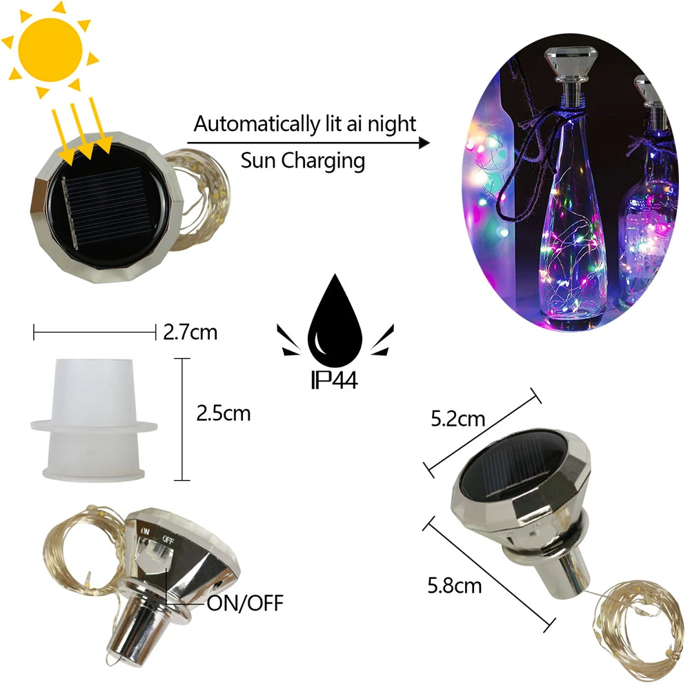Updated Solar Wine Bottle Lights – 2M 20 LED Copper Wire Fairy String Lights for Xmas, Wedding & Party Decor, 4/8/10 Pack