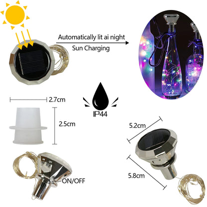 Updated Solar Wine Bottle Lights – 2M 20 LED Copper Wire Fairy String Lights for Xmas, Wedding & Party Decor, 4/8/10 Pack