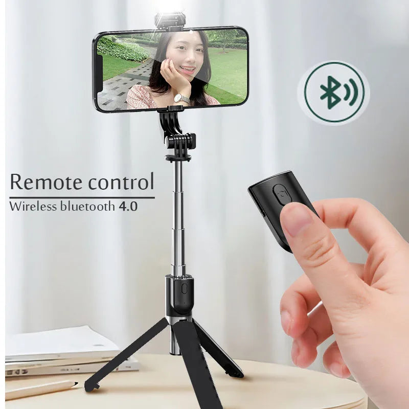 Portable Bluetooth Selfie Stick Tripod with Light & Remote | 103cm Retractable Phone Holder