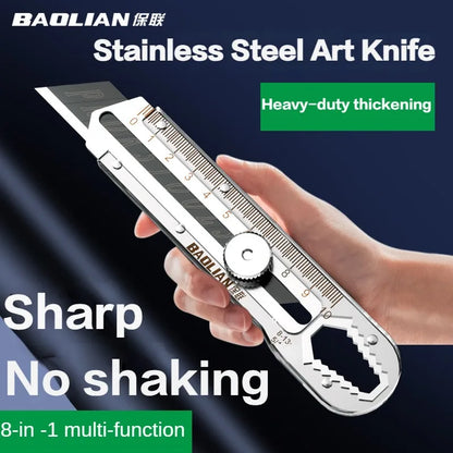 8 in 1 Multipurpose Utility Knife Box Cutter - Stainless Steel Retractable Heavy Duty Waterproof Snap-Off Cutter Knife