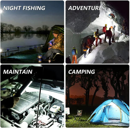 Powerful LED Work Light - Portable USB Rechargeable Camping Lantern with Magnet Hook, Waterproof for Repair & Outdoor Use