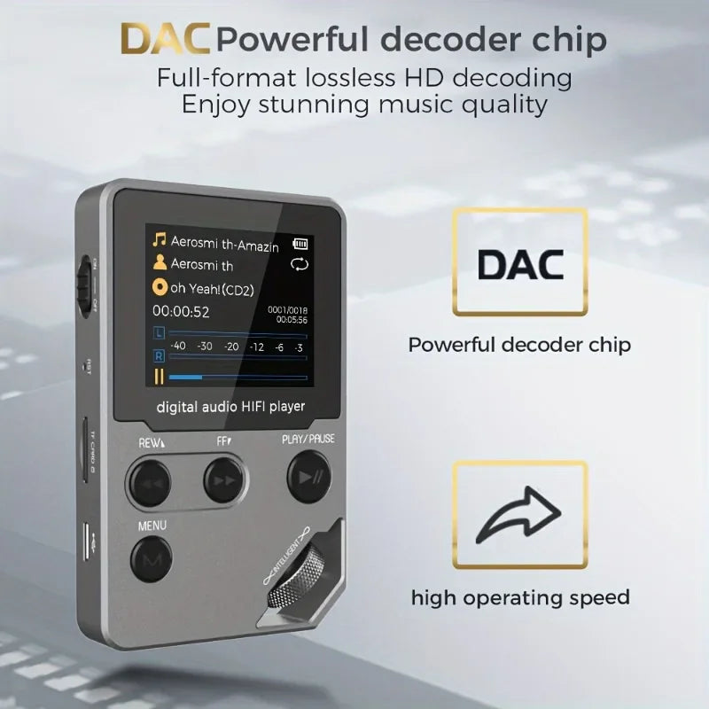 C5 8GB Bluetooth MP3 Music Player – Lossless Sound, Zinc Alloy Body, Rotary Controls, FM Radio & Voice Recorder