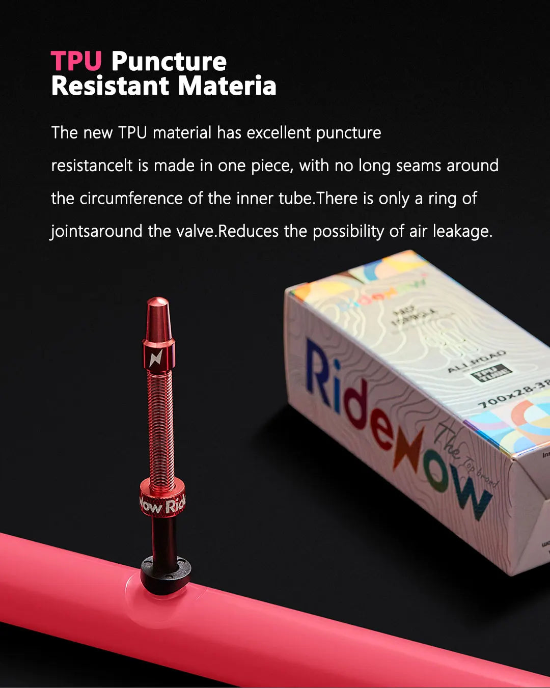 Ridenow Upgraded Metal Nozzle 700c TPU Inner Tube – 700x18-32c Road Bike Tube with Removable Valve Cores