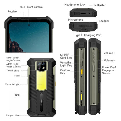 Ulefone Armor 24 Rugged Phone - 22000mAh, 24GB+256GB, 6.78" 120Hz Display, 64MP+64MP Camera, NFC, LED Light, Global Version
