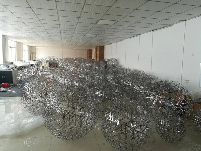 Italy Designer Spark Ball LED Chandelier – Stainless Steel Firework Pendant Lamp with Remote for Loft Living Room Decor