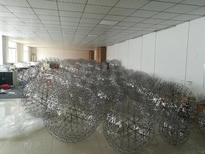 Italy Designer Spark Ball LED Chandelier – Stainless Steel Firework Pendant Lamp with Remote for Loft Living Room Decor