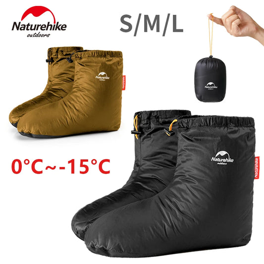 Naturehike Winter Duck Down Foot Cover - Waterproof, Ultralight Warm Booties for Hiking & Camping, Soft Slippers/Socks 650FP