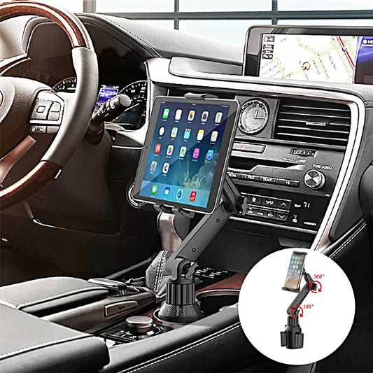 360 Adjustable Tablet Cup Holder Mount - Smartphone Holder for Car - 270 Tilt Bar with Triangular Base - Ram Mount Tablet Holder for SUVs
