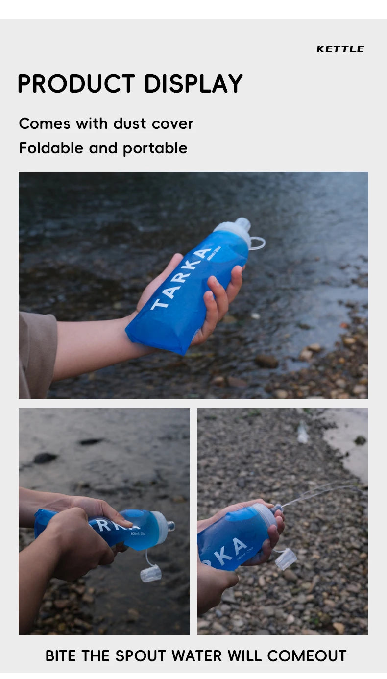 TARKA Collapsible Silicone Water Bottle — Lightweight Gel Kettle for Camping, Hiking, Running & Travel