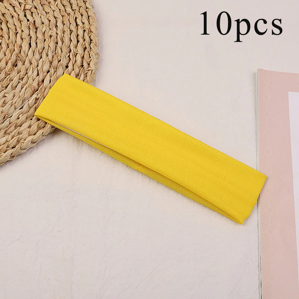 10 Pcs Elastic Hair Bands - Solid Color Fashion Headbands for Women, Sports, Running, Fitness, Yoga & Makeup Accessories