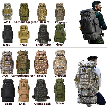 80L/100L Mountaineering Tactical Backpack - Large Outdoor Hiking, Camping & Travel Bag