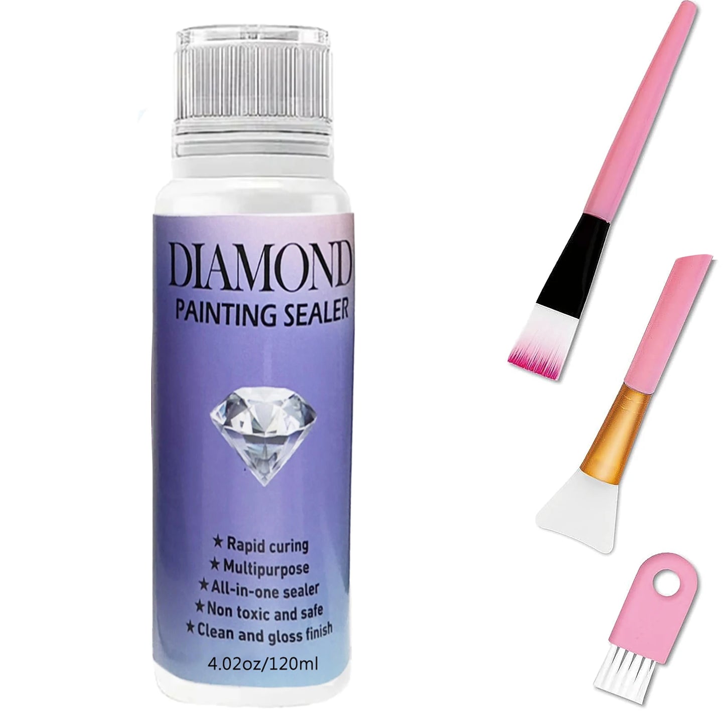 60ML/120ML/200ML Diamond Painting Sealer – Glue with 3 Brushes for Permanent Hold & Shine Effect, Puzzle Art Sealer