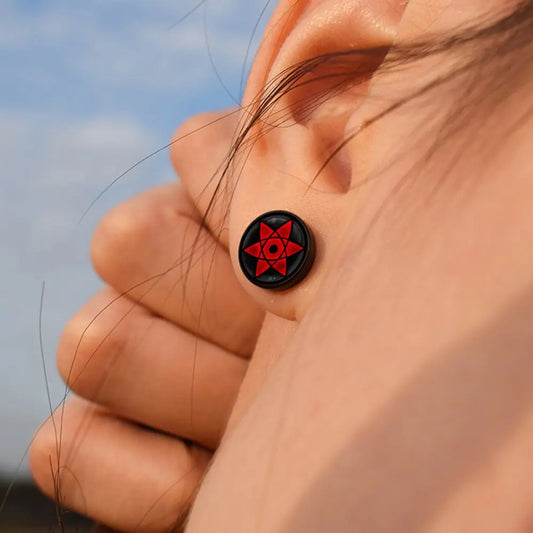 Anime Naruto Earrings – Uzumaki & Uchiha Itachi Sharingan Studs, Cosplay Accessories for Men, Women & Girls Gift