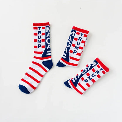 2024 President Donald Trump Socks – Unisex Funny Print Casual Crew Socks, 3D Fake Hair Design, Hot Sale Hip Hop Style