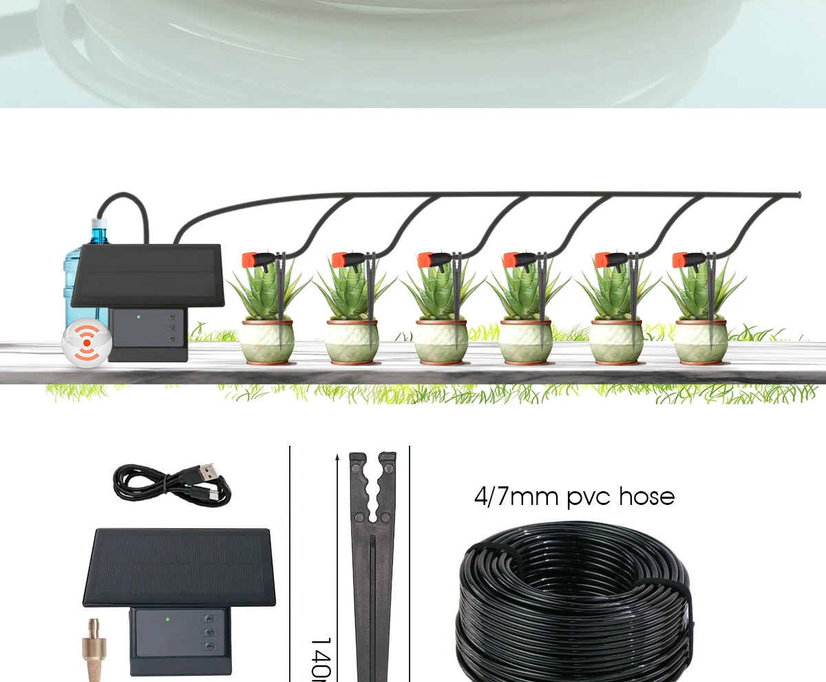 Tuya WiFi Solar Smart Drip Irrigation System — Remote Control Watering Kit for Garden & Balcony Plants